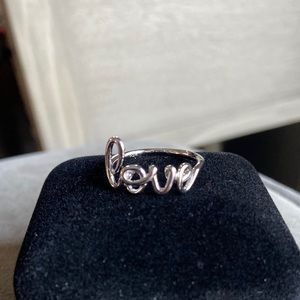 Sterling silver “love” script ring